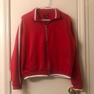 Vibrant Red Track Jacket with White Details